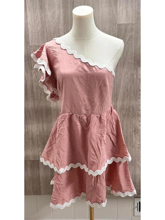 Dresses & Skirts - Zesica Pink One Shoulder Tiered Ruffle A Line Dress Women Size Medium